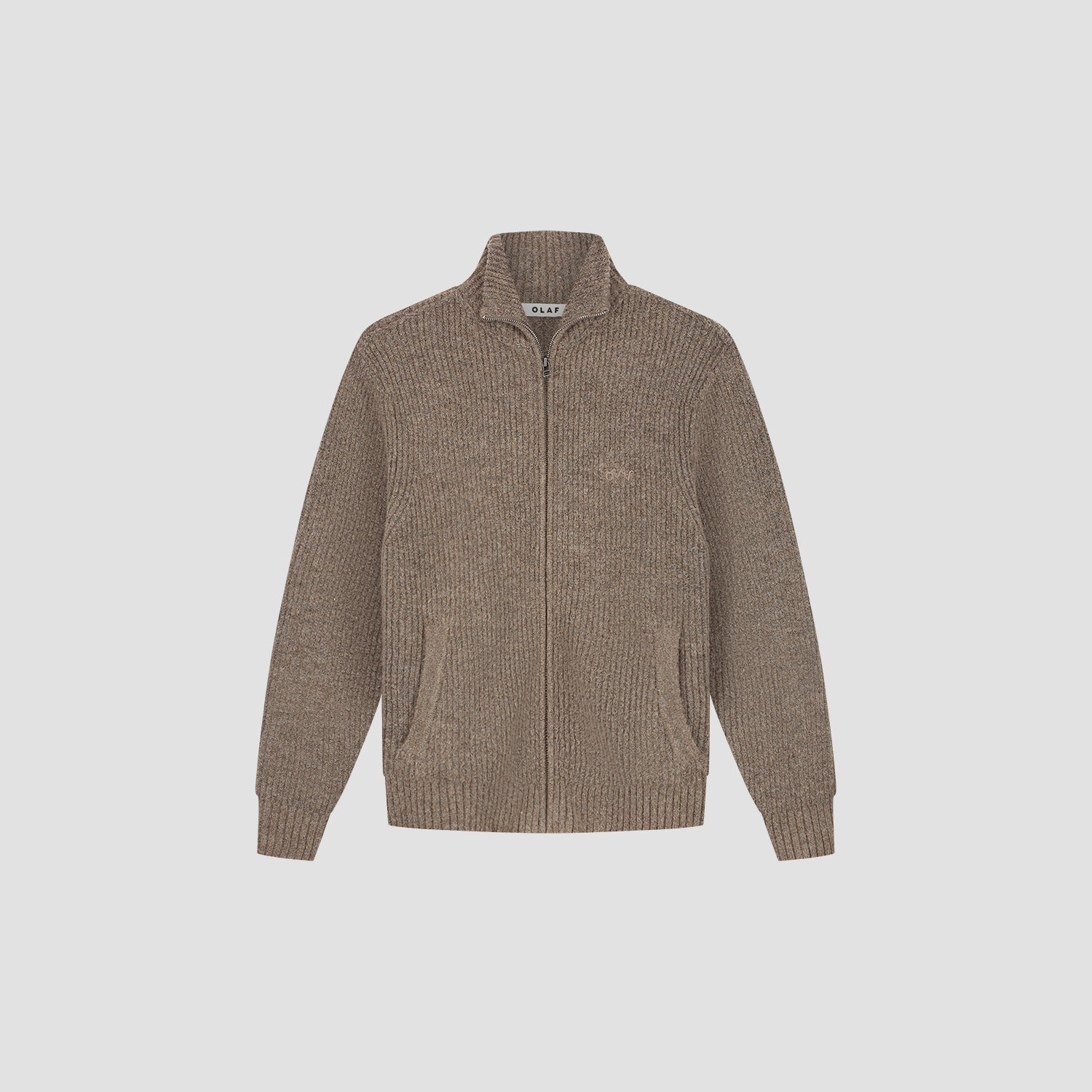 OLAF Signature Zip Knitted Mockneck – Chocolate Chip