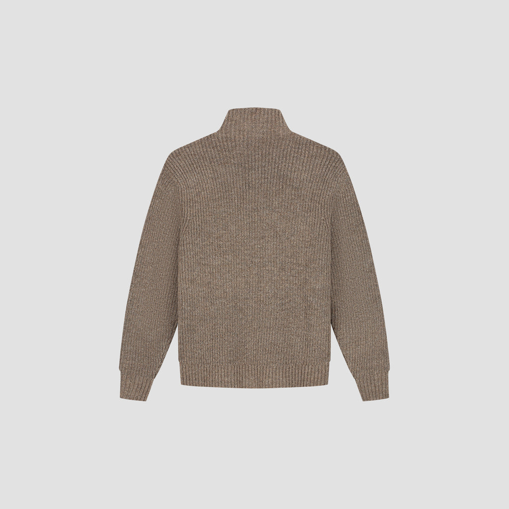 OLAF Signature Zip Knitted Mockneck – Chocolate Chip