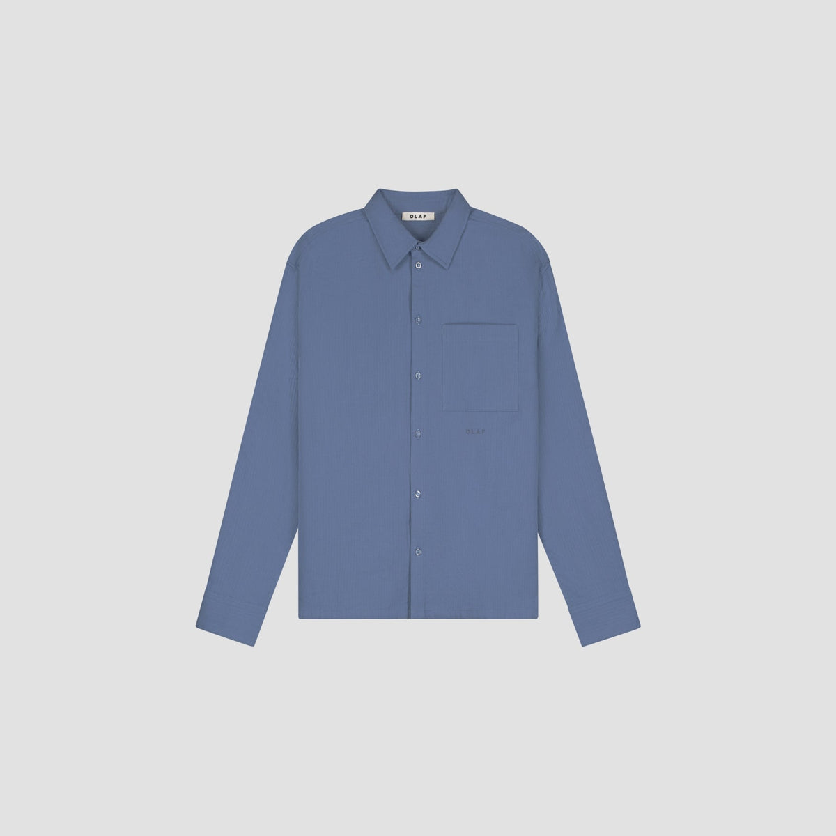 OLAF Double Face Boxy Shirt – Dusty Blue – afbeelding 3