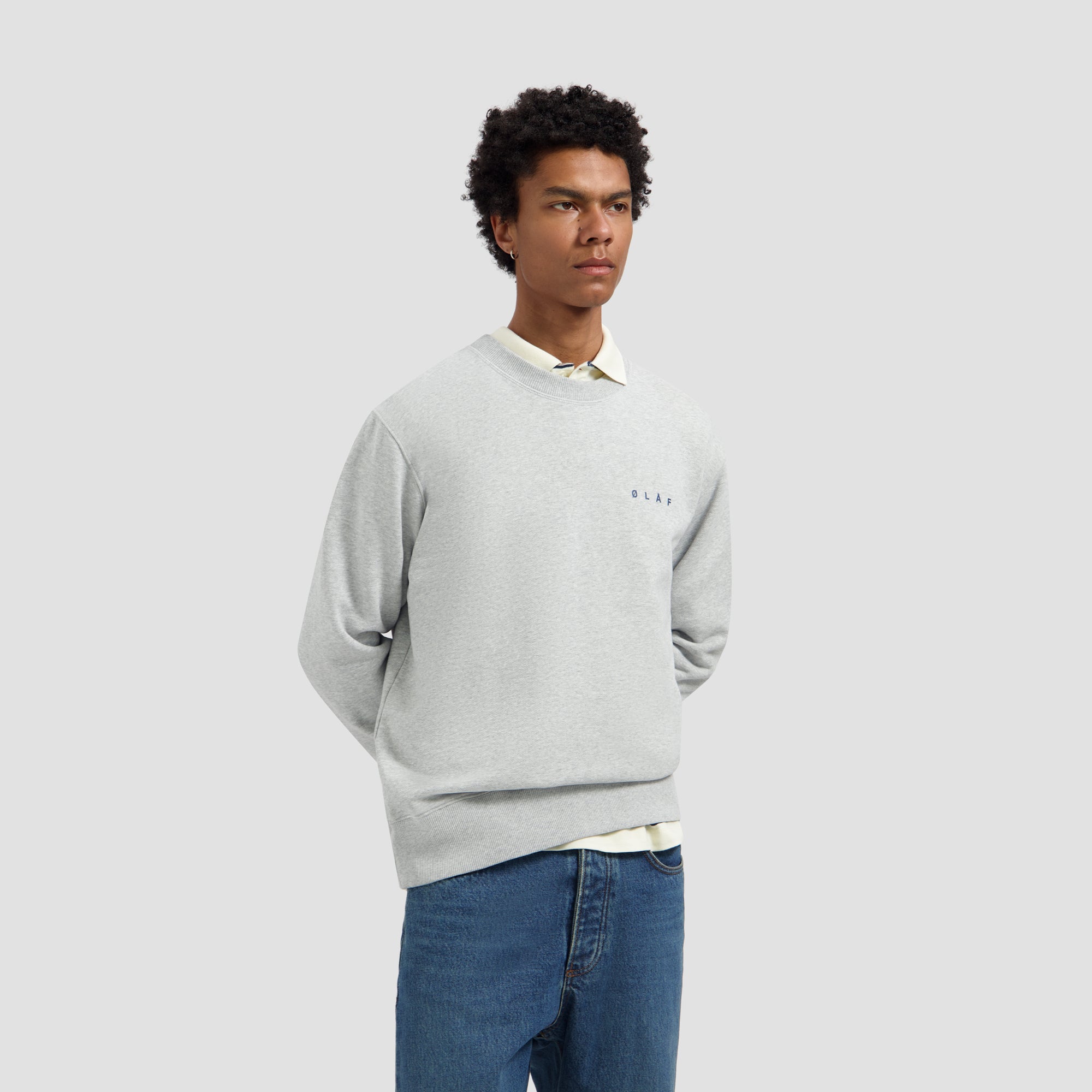 OLAF Lasso Face Crewneck – Heather Grey