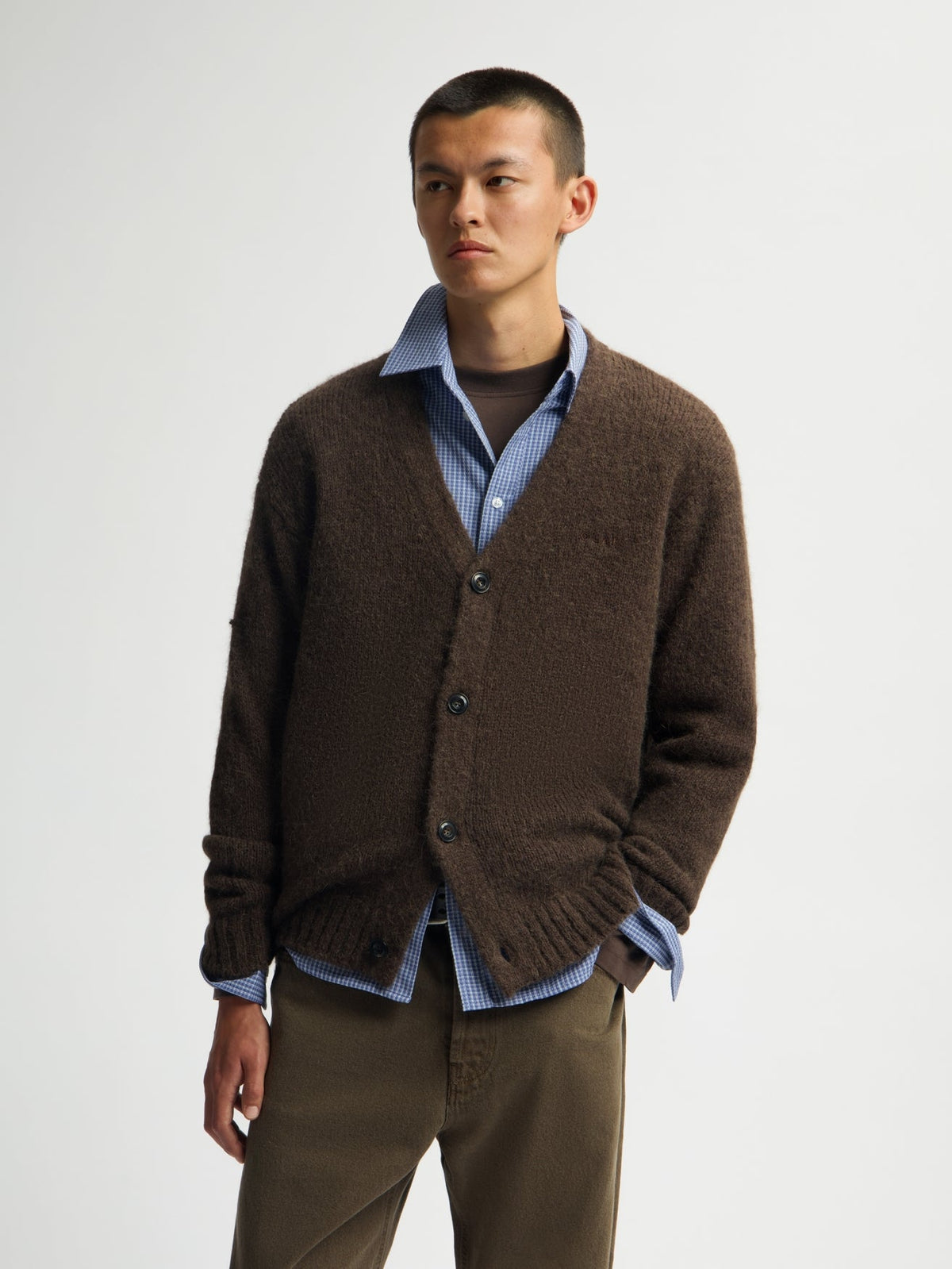 OLAF Hairy Texture Cardigan – Bracken