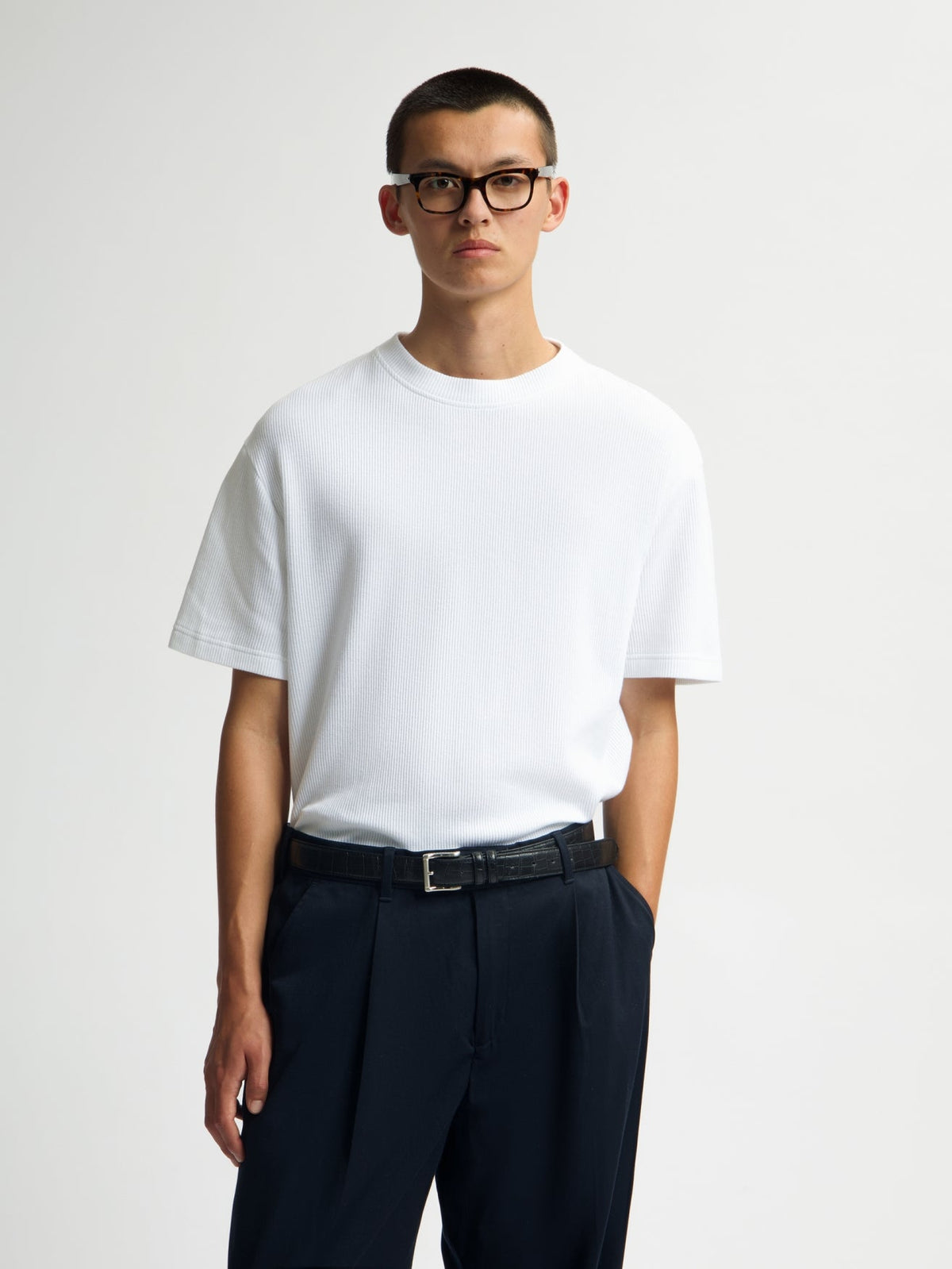 OLAF Ribbed Tee – Optical White