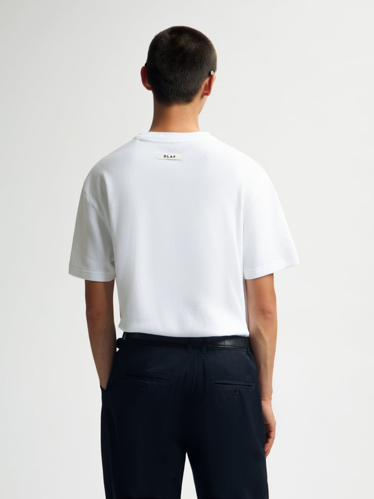 OLAF Ribbed Tee – Optical White – afbeelding 2