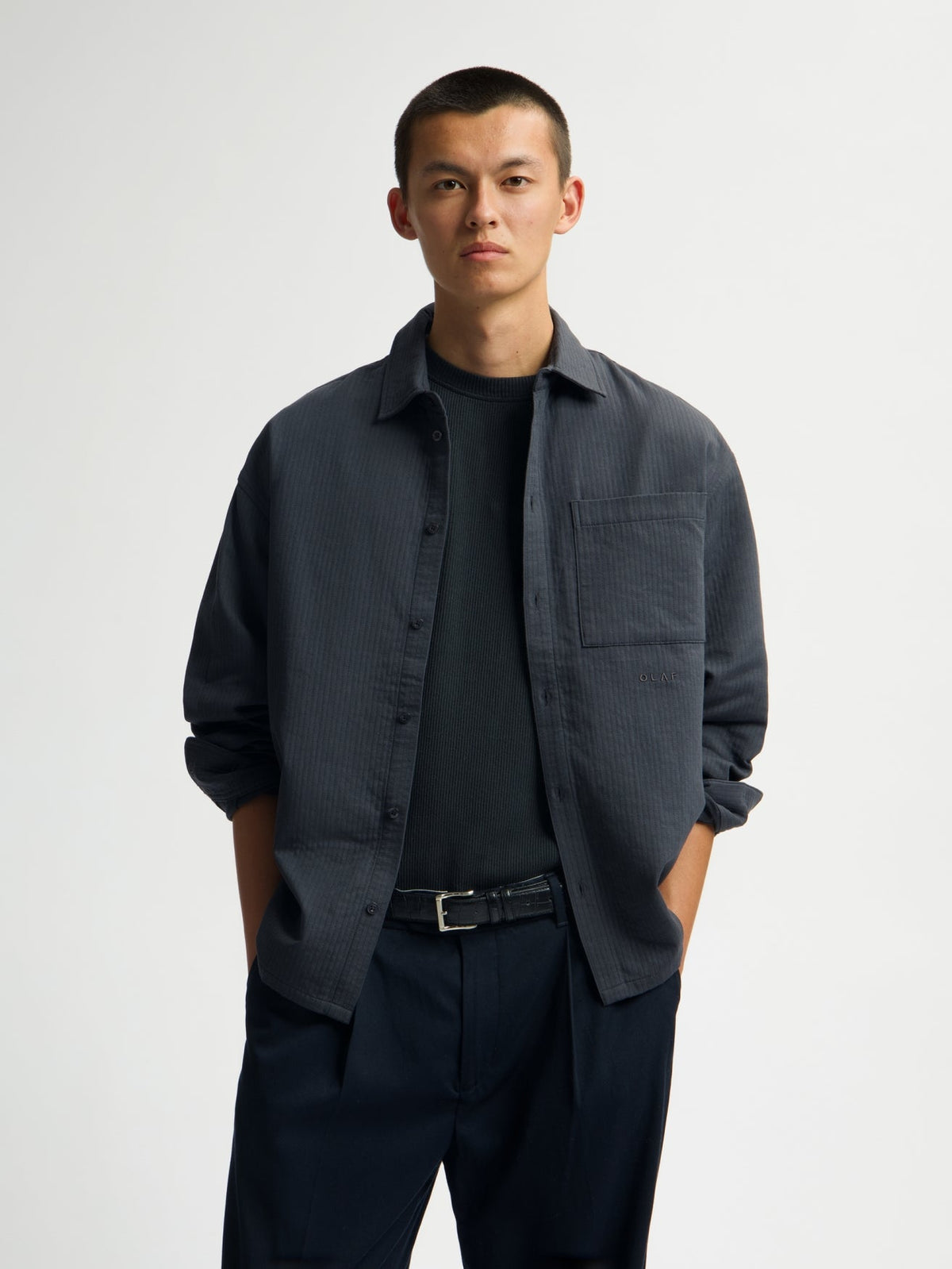 OLAF Double Face Boxy Shirt – Charcoal