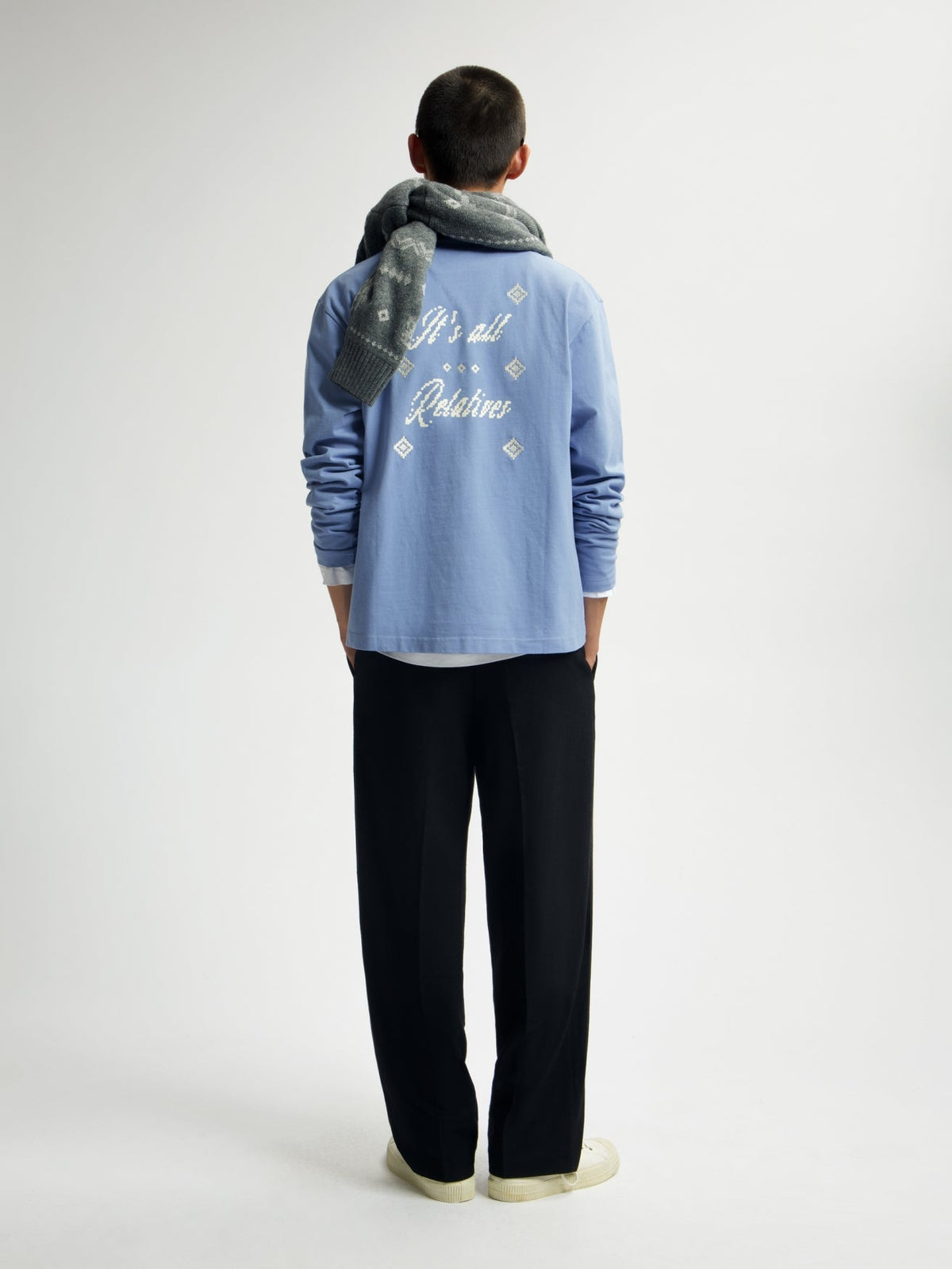 OLAF It's All Relatives LS Tee – Dusty Blue – afbeelding 5