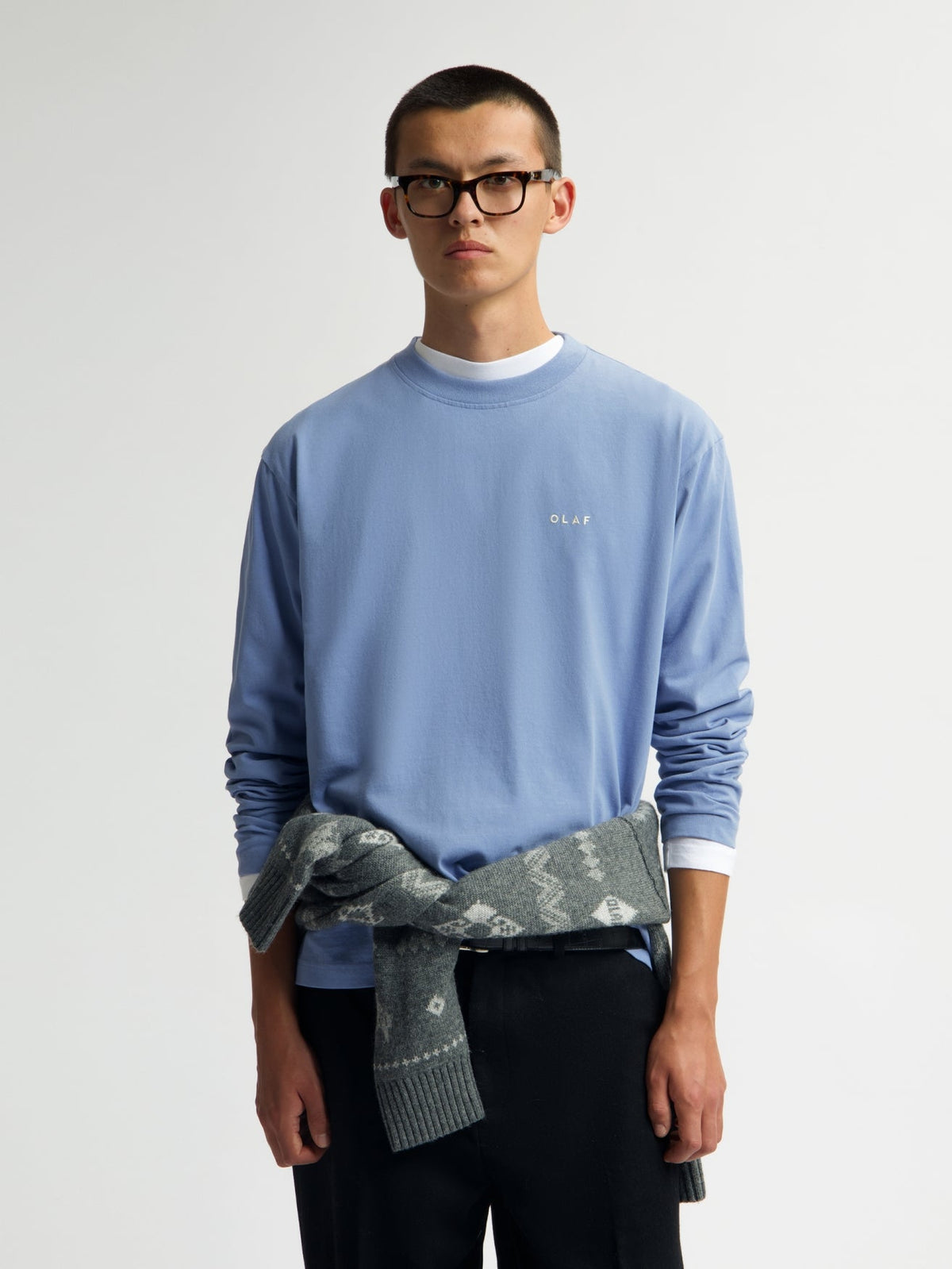 OLAF It's All Relatives LS Tee – Dusty Blue – afbeelding 2