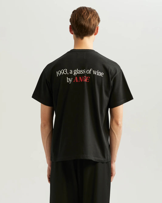 ANGE PROJECTS \ GLASS OF WINE TEE - BLACK