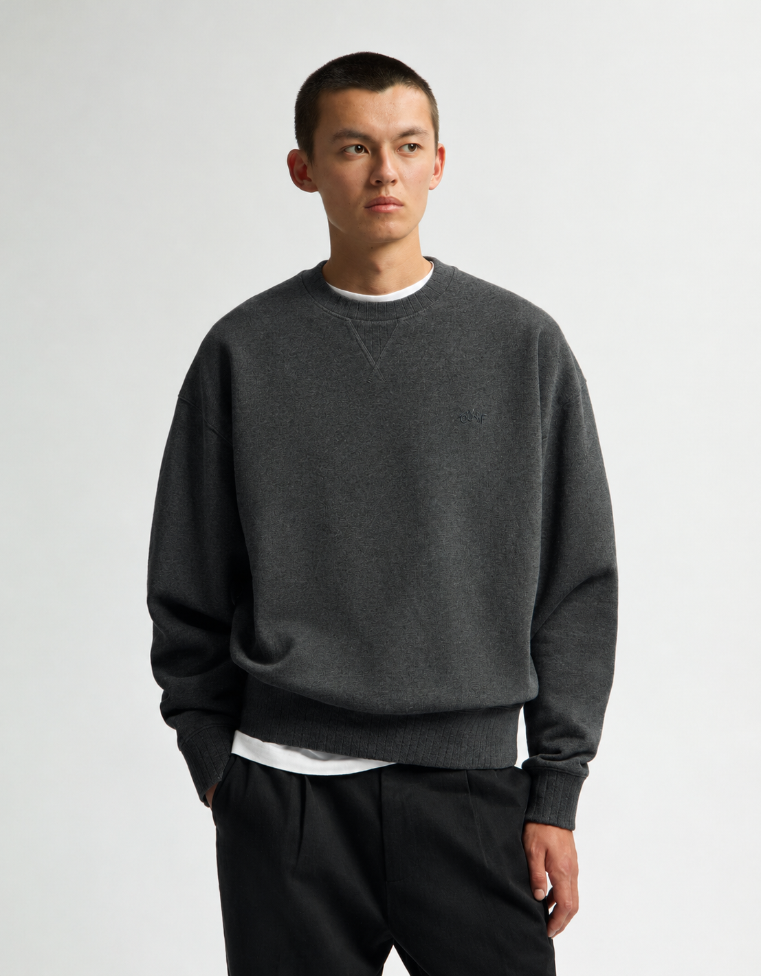 OLAF Signature Boxy Crewneck – Charcoal